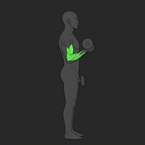 Alternating Hammer Curl: top position, one arm curled to shoulder