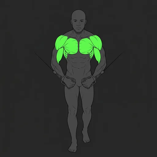 Cable Crossover: contracted position, hands together in front