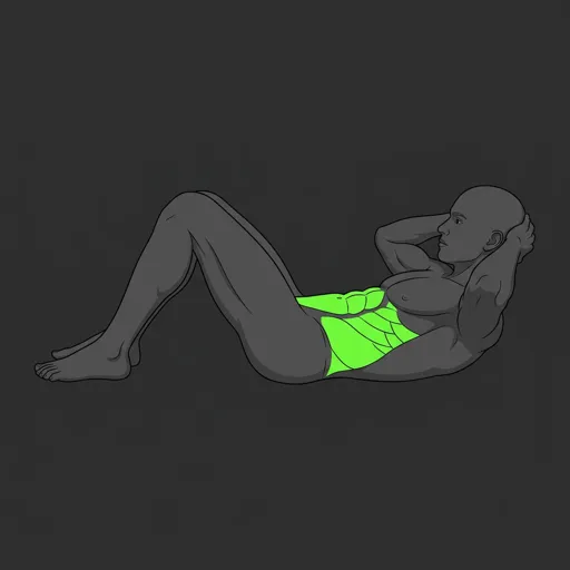 Crunches: crunched position, shoulders raised off floor