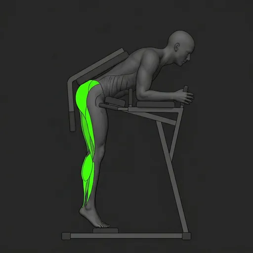 Donkey Calf Raise: heels raised, peak calf contraction