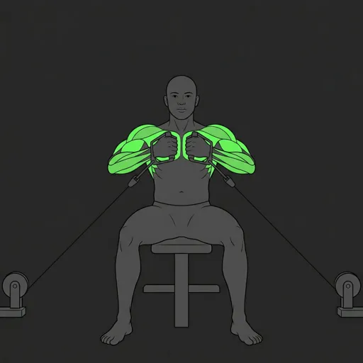 Flat Bench Cable Flyes: top position, hands together above chest