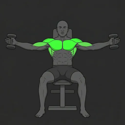 Incline Dumbbell Flyes: bottom position, arms lowered to sides