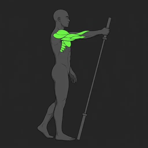 Landmine Press: arm fully extended pressing bar up and forward