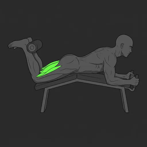 Lying Leg Curl: curled position, heels near glutes