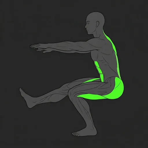 Pistol Squat: full depth single-leg squat, hamstring on calf