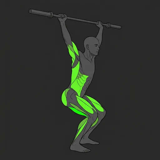 Power Snatch: overhead catch in partial squat, bar locked out