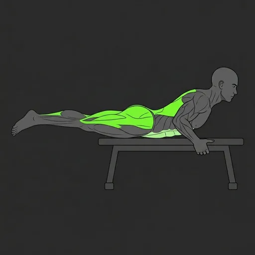 Reverse Hyperextension: top position, legs raised in line with torso