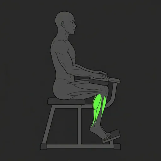 Seated Calf Raise: heels raised, peak contraction