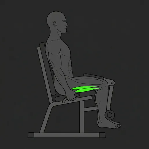 Seated Leg Curl: curled position, lever pulled back under thighs