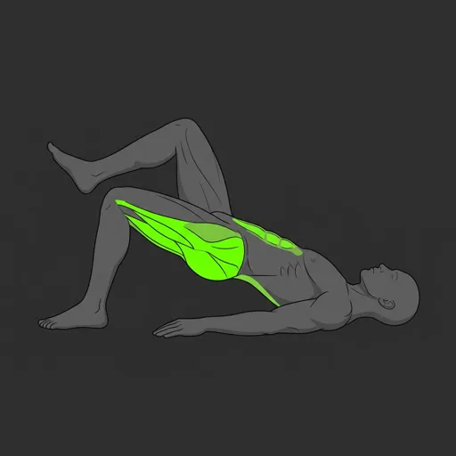 Single Leg Glute Bridge: top position, hips extended on one leg