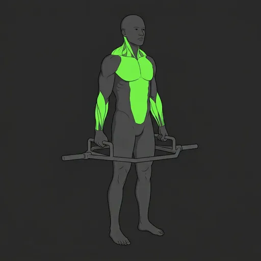 Trap Bar Shrug: top position, shoulders elevated toward ears